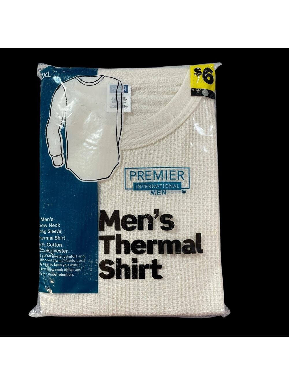 New Premier International Thermal Shirt Men's 2XL Long Sleeve Waffle Knit Ivory